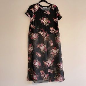 NWT Floral crop top with see-through long panels